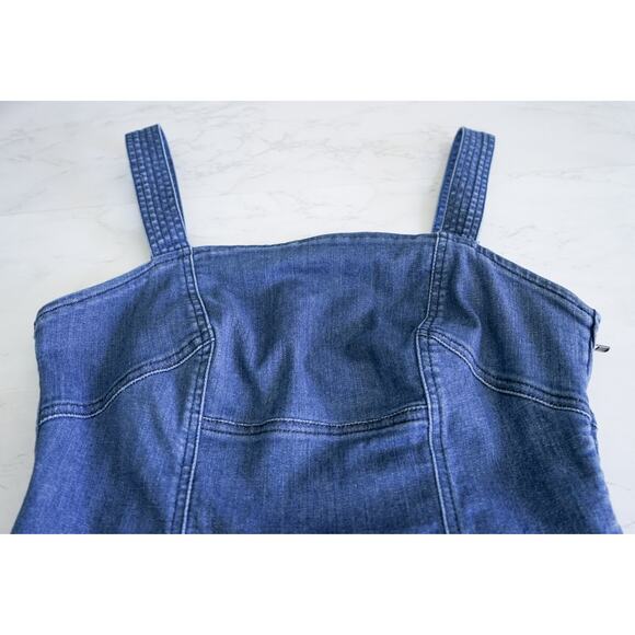 Guess Women Demin Frayed Flare Leg Bib Overalls 10 Farm 70s Y2K Style Western - Picture 5 of 15